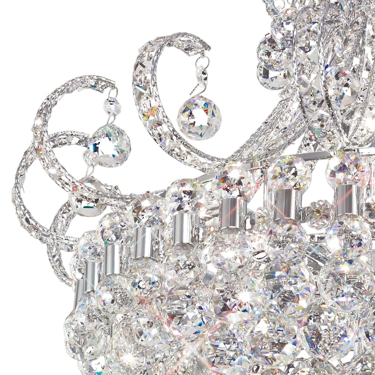 Pearl 12 Light Crystal Semi-Flush Ceiling Light - Polished Chrome