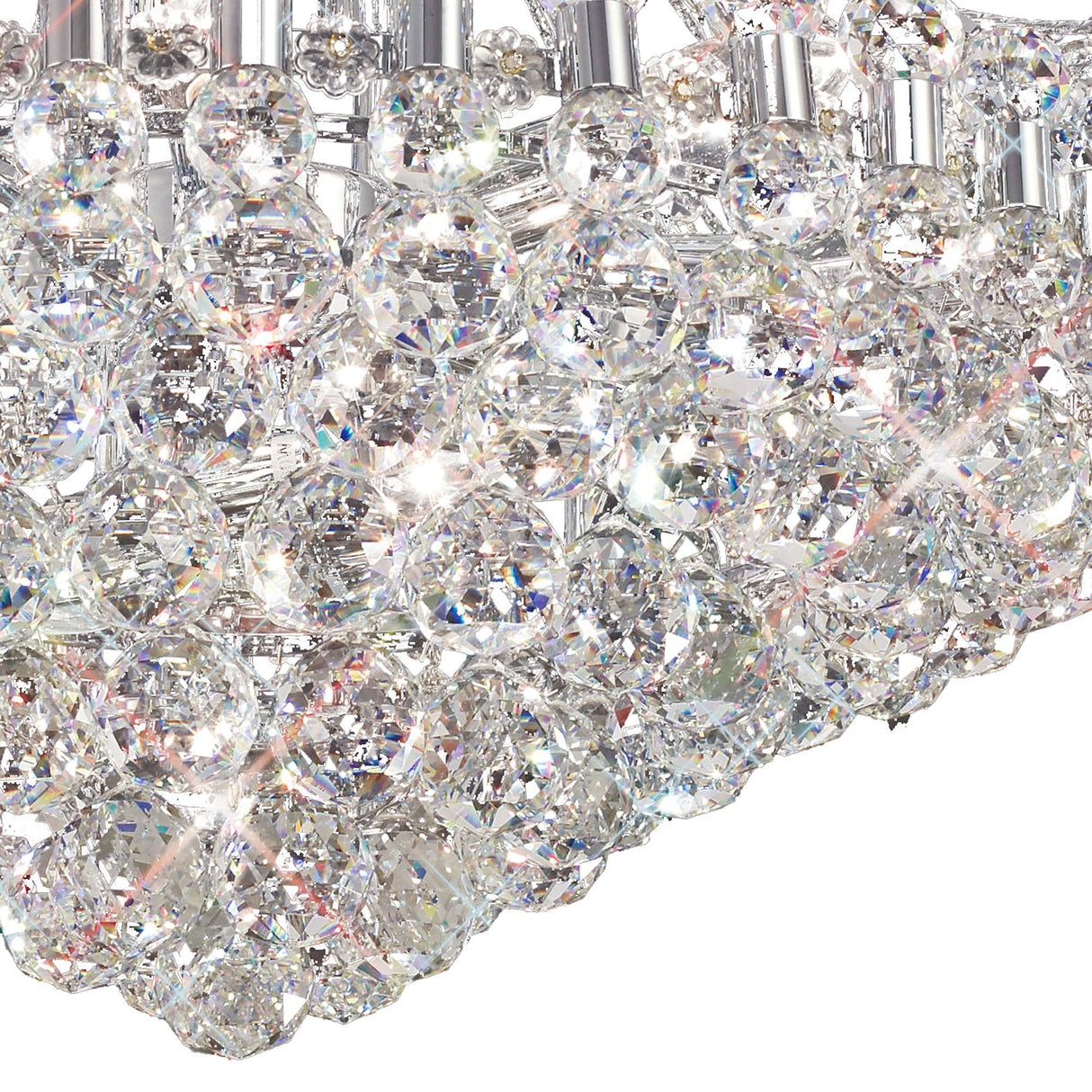 Pearl 12 Light Crystal Semi-Flush Ceiling Light - Polished Chrome