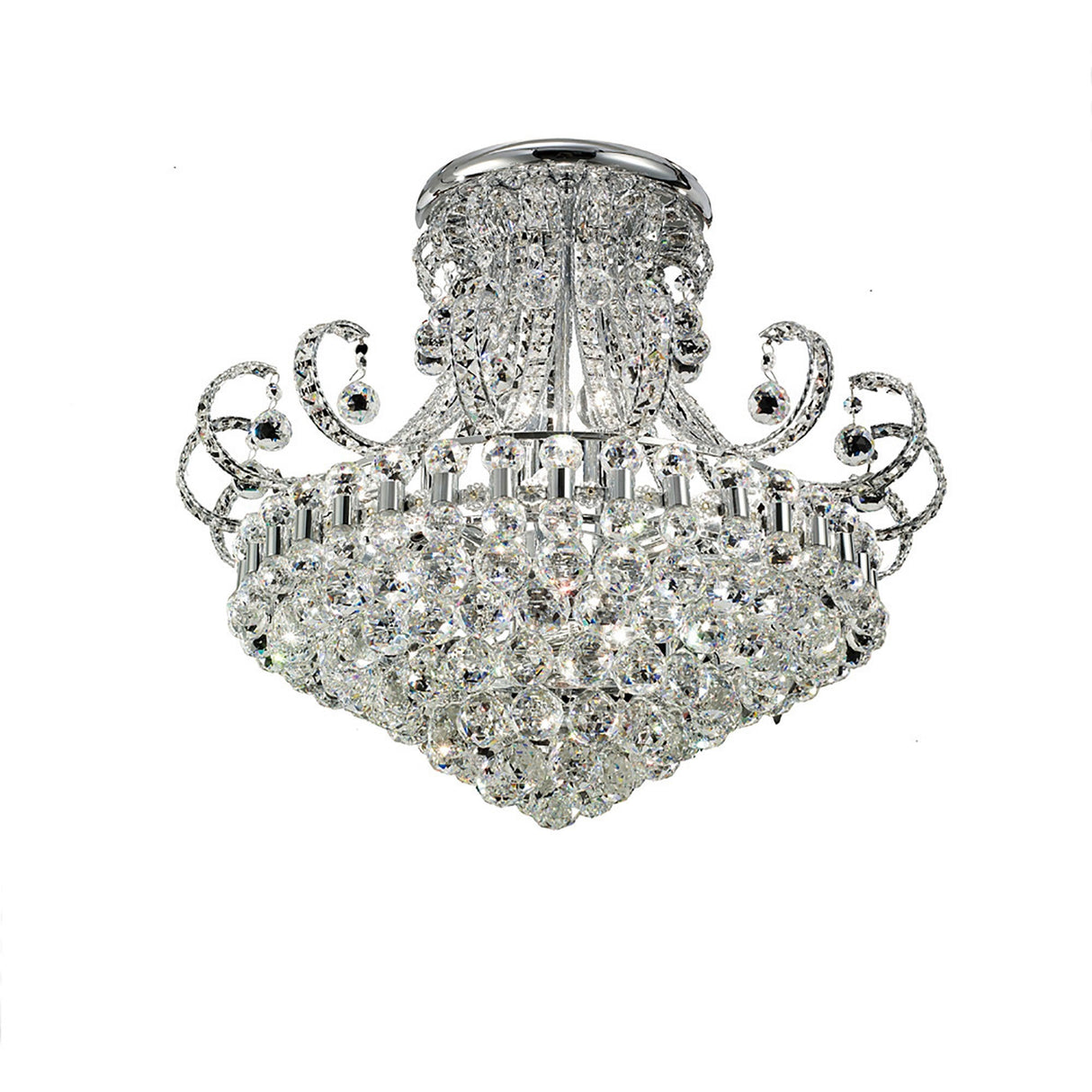 Pearl 12 Light Crystal Semi-Flush Ceiling Light - Polished Chrome