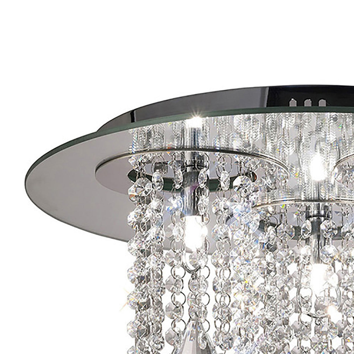 Pegasus 3 Light Mirror Crystal Flush Ceiling Light - Polished Chrome
