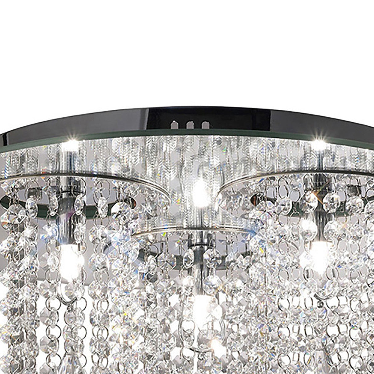 Pegasus 3 Light Mirror Crystal Flush Ceiling Light - Polished Chrome