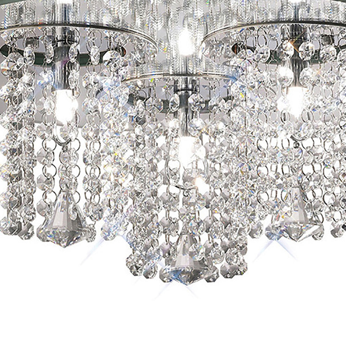 Pegasus 3 Light Mirror Crystal Flush Ceiling Light - Polished Chrome