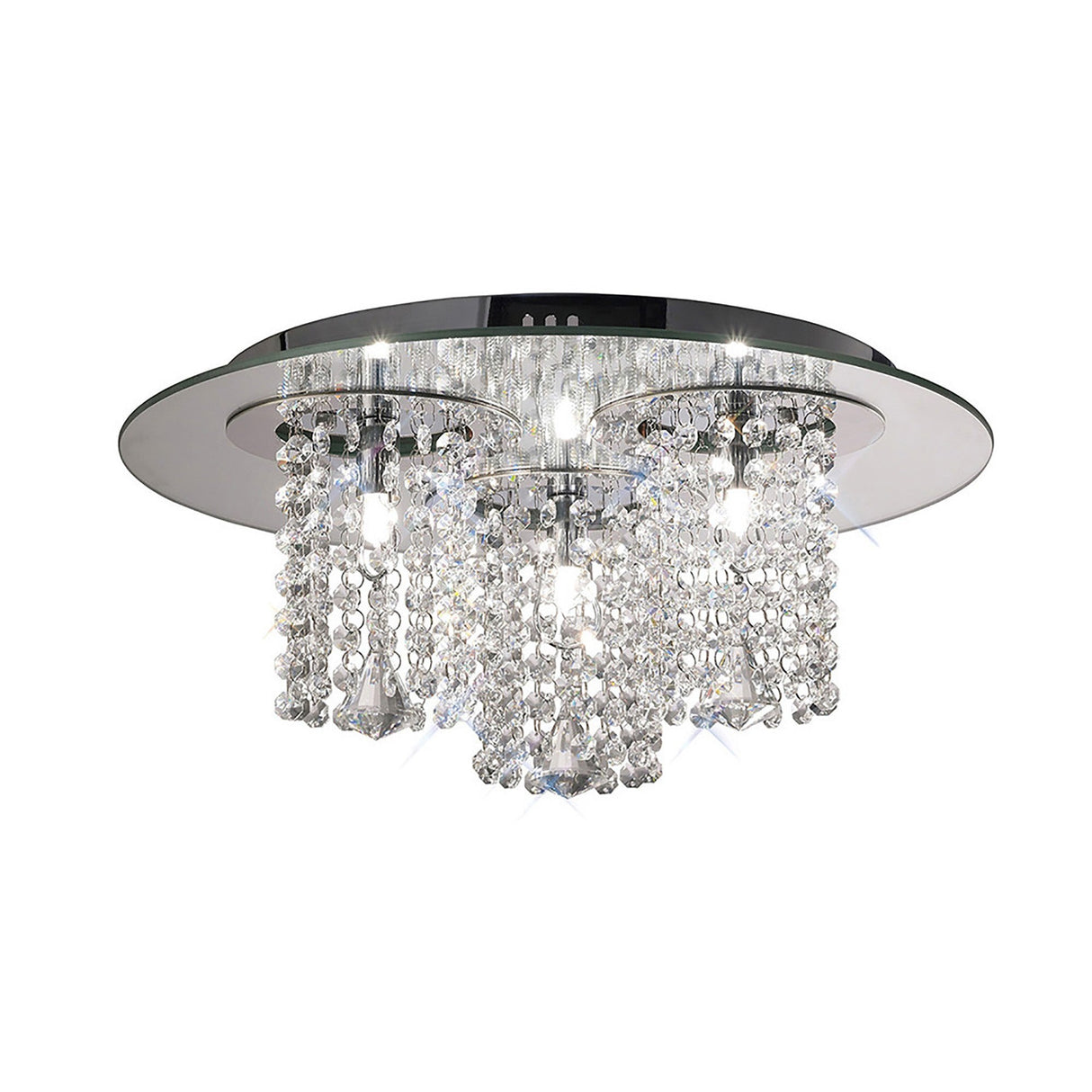 Pegasus 3 Light Mirror Crystal Flush Ceiling Light - Polished Chrome