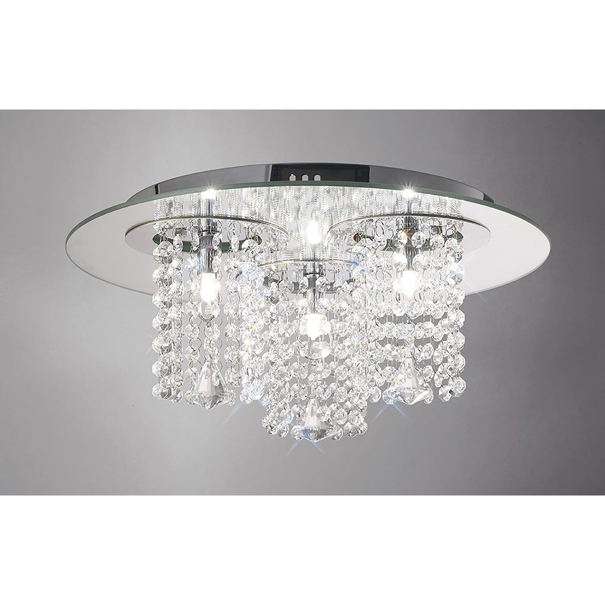 Pegasus 3 Light Mirror Crystal Flush Ceiling Light - Polished Chrome