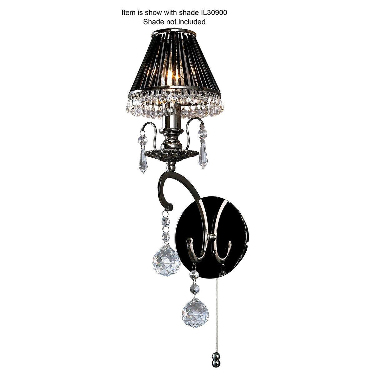 Pescara 1 Light Crystal Wall Light - Black Chrome