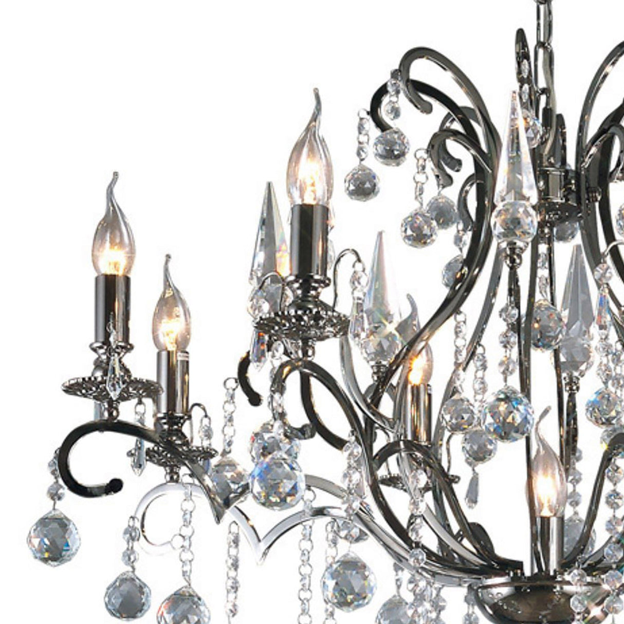 Pescara 85cm Round 9 Light Crystal Chandelier - Black Chrome