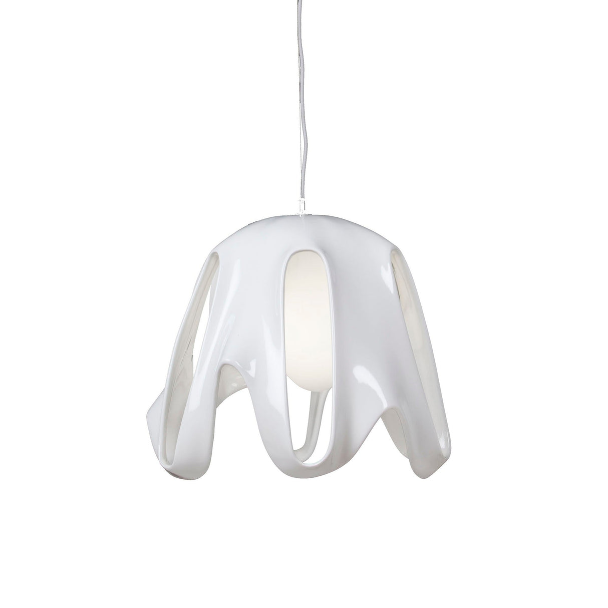 Phantom 50cm Glass Pendant Light 1 Light - White & Chrome