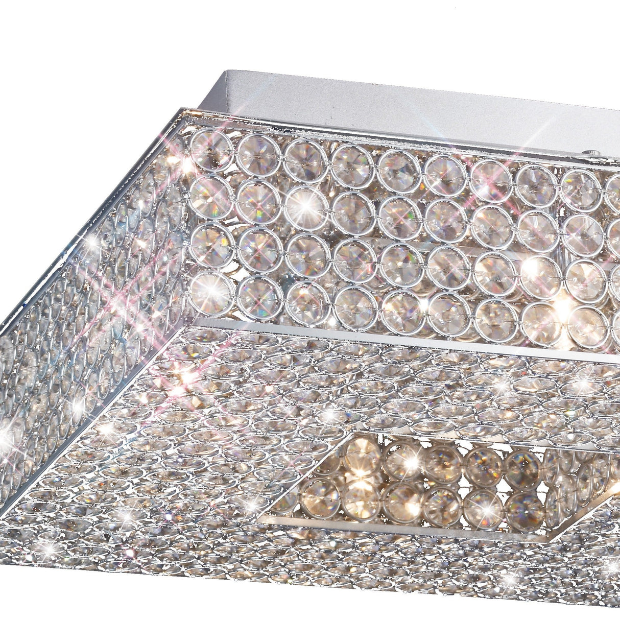 Piazza 4 Light Crystal Flush Ceiling Light - Polished Chrome
