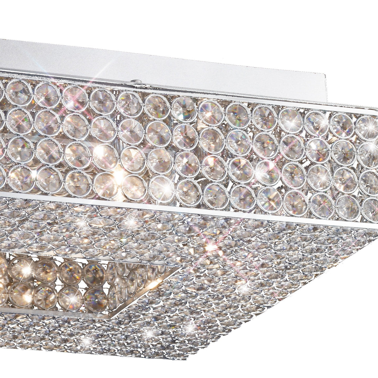 Piazza 4 Light Crystal Flush Ceiling Light - Polished Chrome