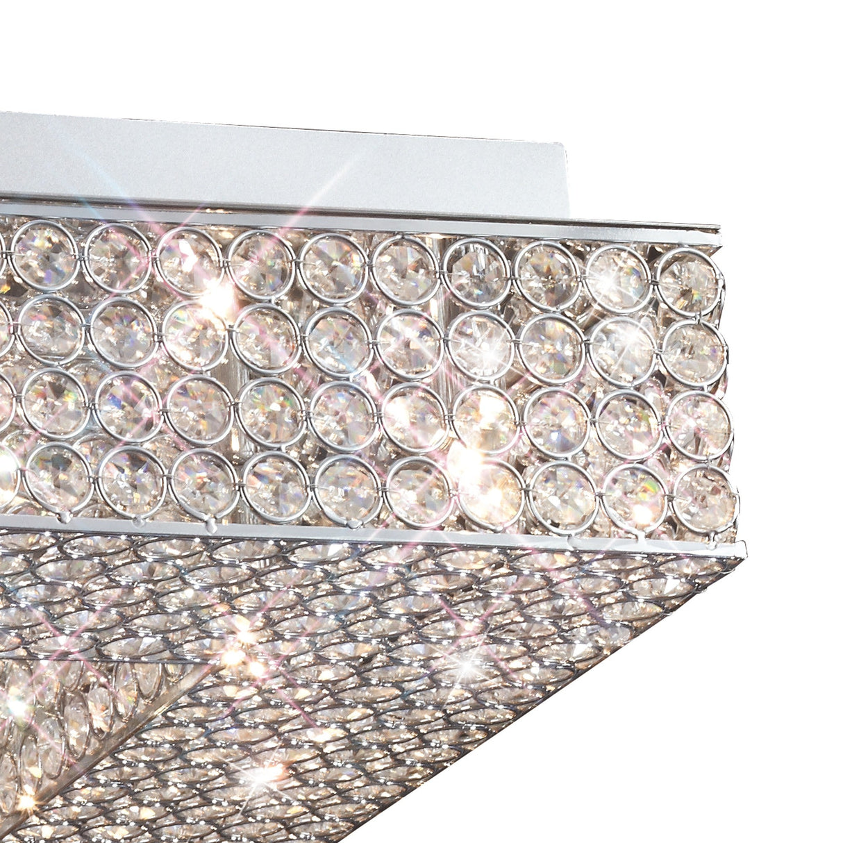 Piazza 8 Light Crystal Flush Ceiling Light - Polished Chrome