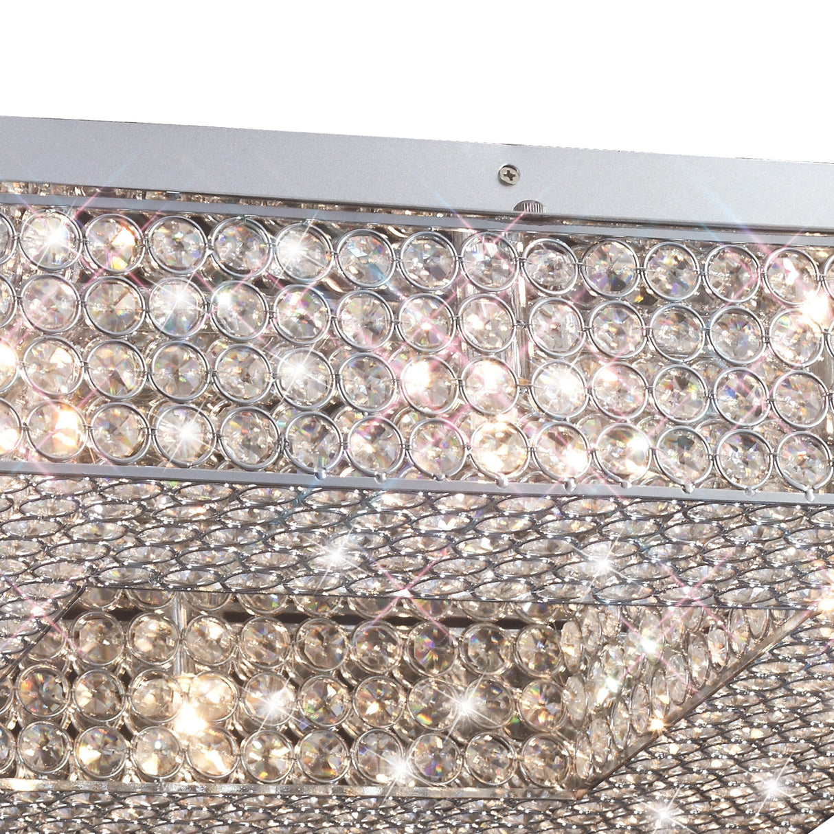 Piazza 8 Light Crystal Flush Ceiling Light - Polished Chrome