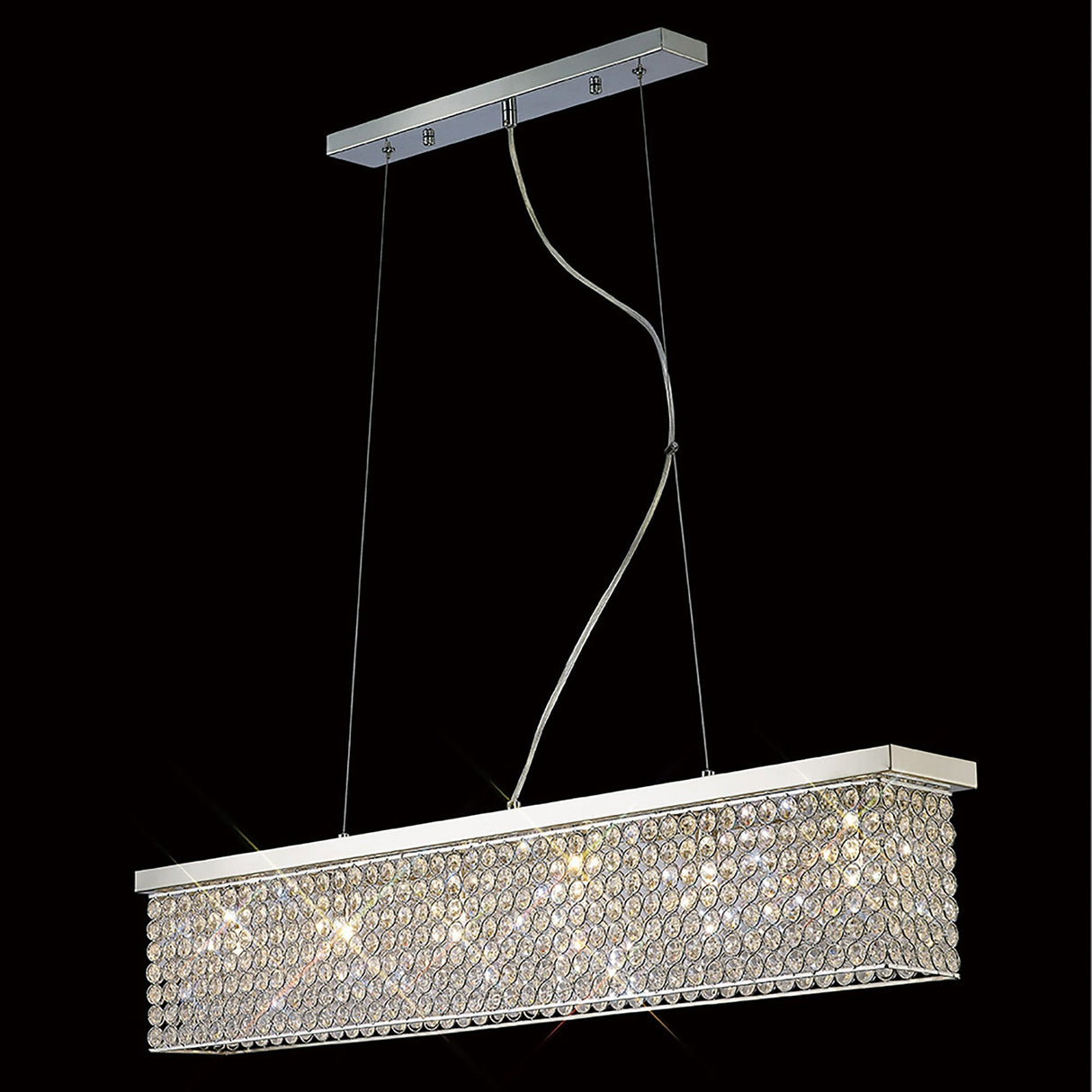 Piazza 6 Light Crystal Linear Suspension Light - Polished Chrome