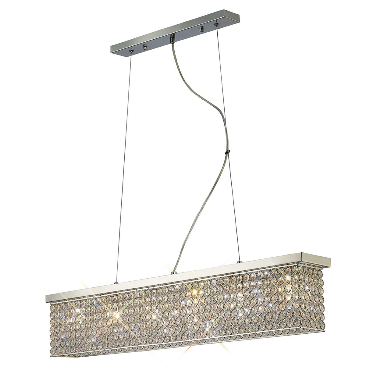 Piazza 6 Light Crystal Linear Suspension Light - Polished Chrome