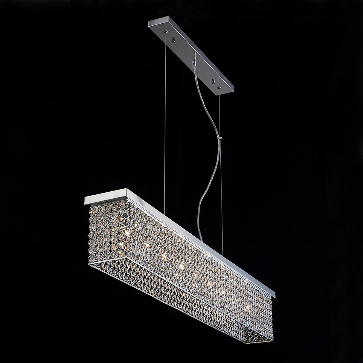 Piazza 9 Light Crystal Linear Suspension Light - Polished Chrome
