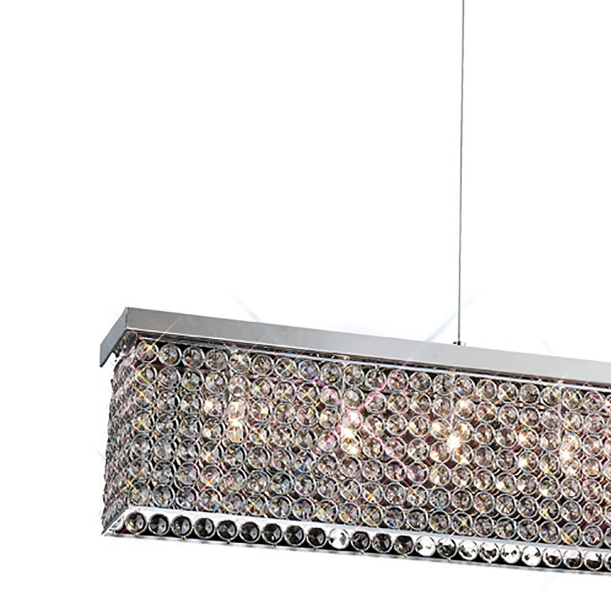 Piazza 9 Light Crystal Linear Suspension Light - Polished Chrome