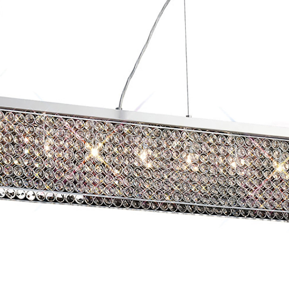 Piazza 9 Light Crystal Linear Suspension Light - Polished Chrome