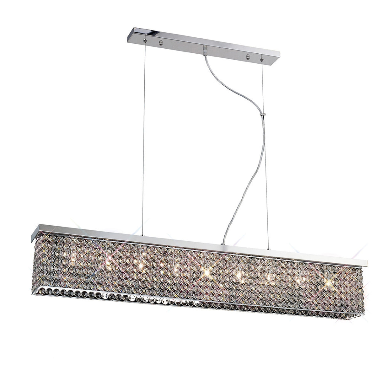 Piazza 9 Light Crystal Linear Suspension Light - Polished Chrome