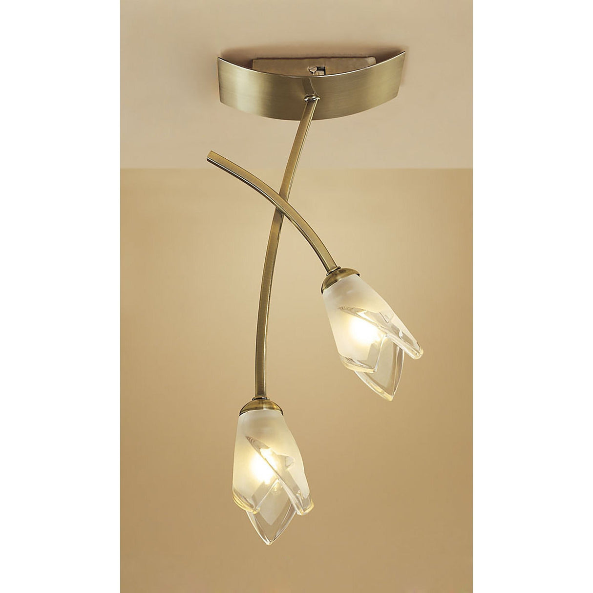 Pietra 2 Light Semi-Flush Ceiling Light – Antique Brass