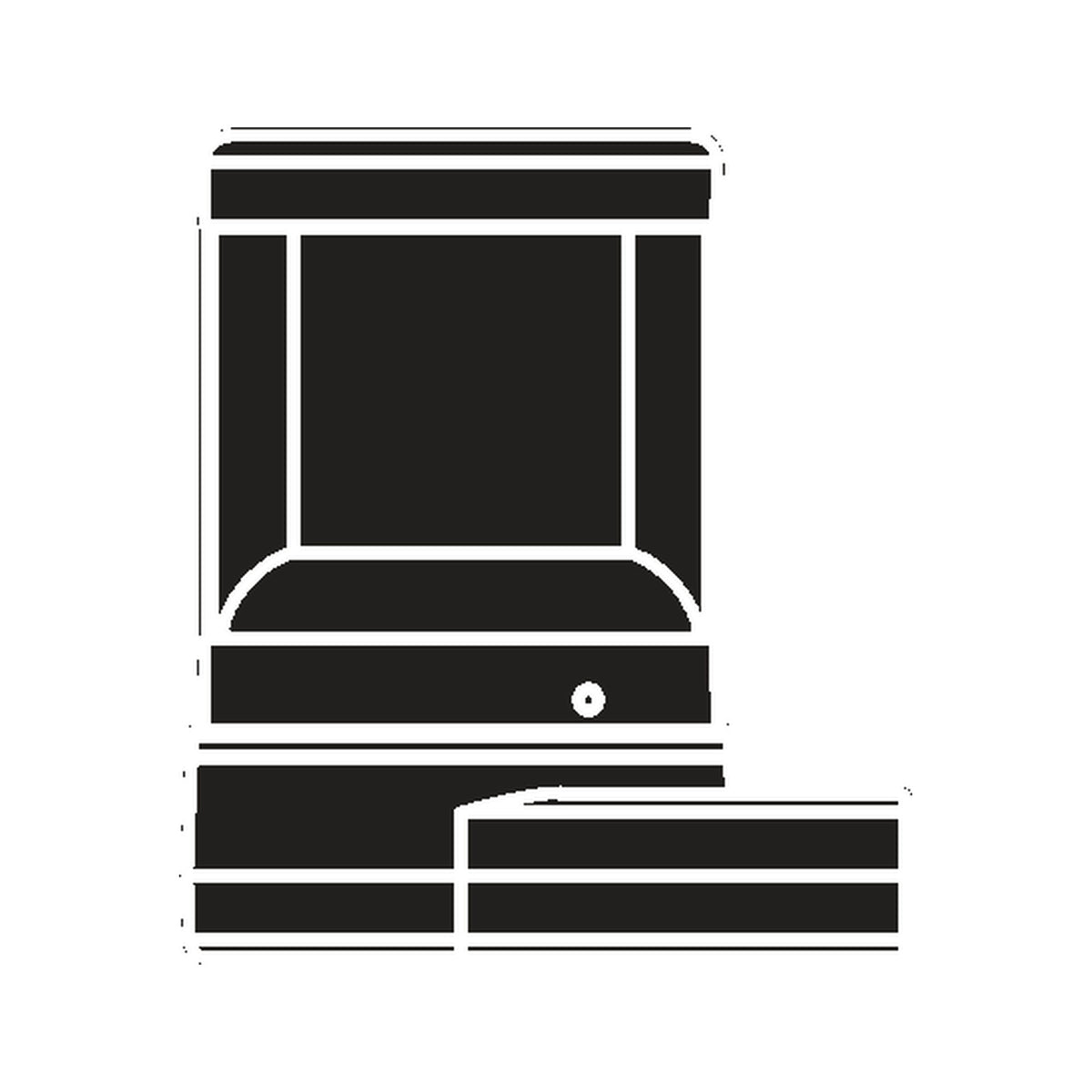 Reveal Louvred cast aluminium outdoor wall light in graphite, square flush design with louvred fins and flat top, shown as a black silhouette icon on a plain white background.