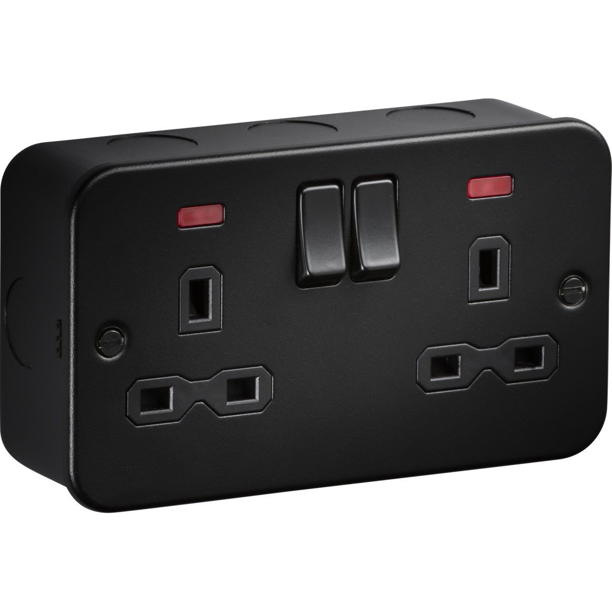 13A Double Socket DP Switched with Neon - Metalclad Textured Black