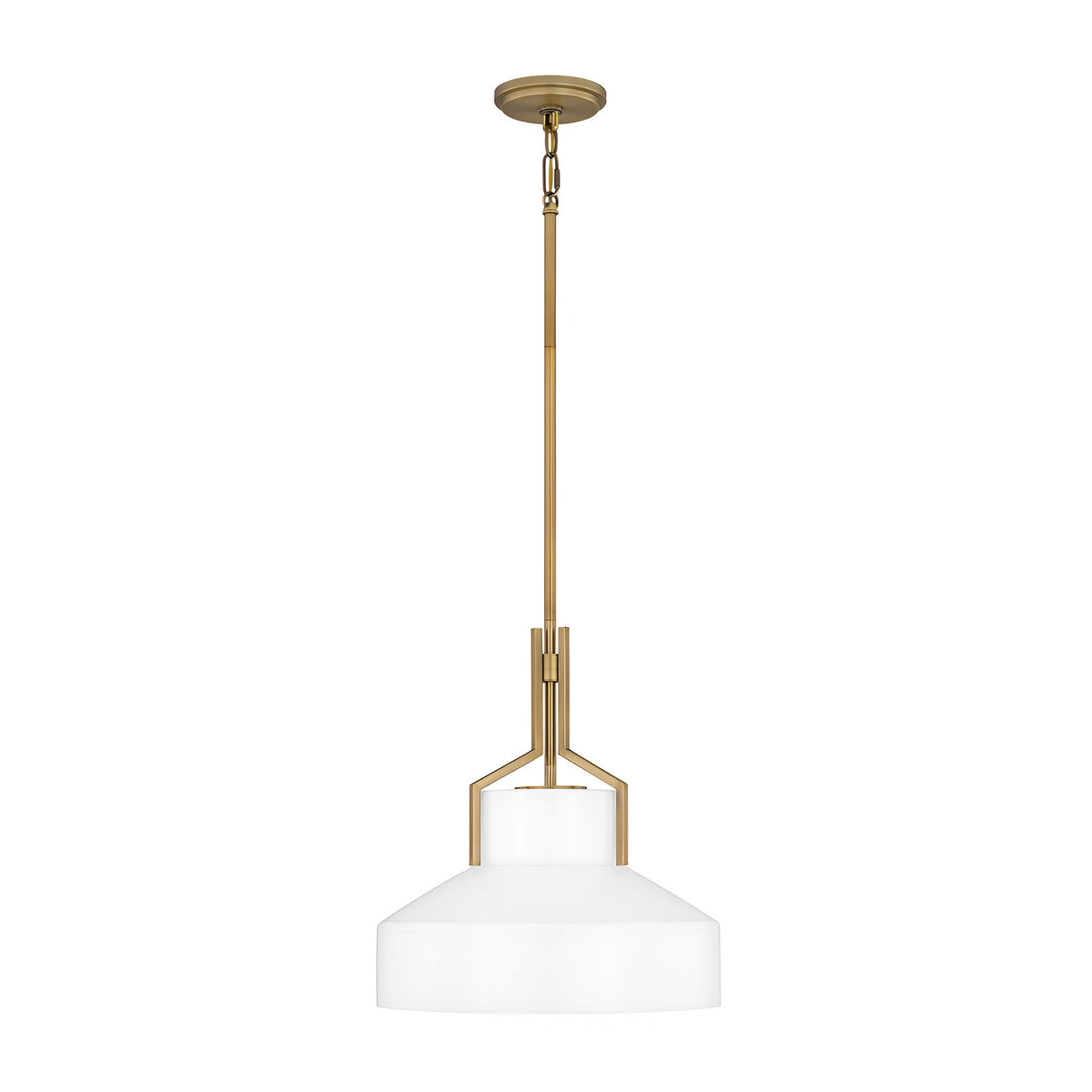 Brecken 2 Light Glass Pendant - Aged Brass And Faux Alabaster Glass Shade