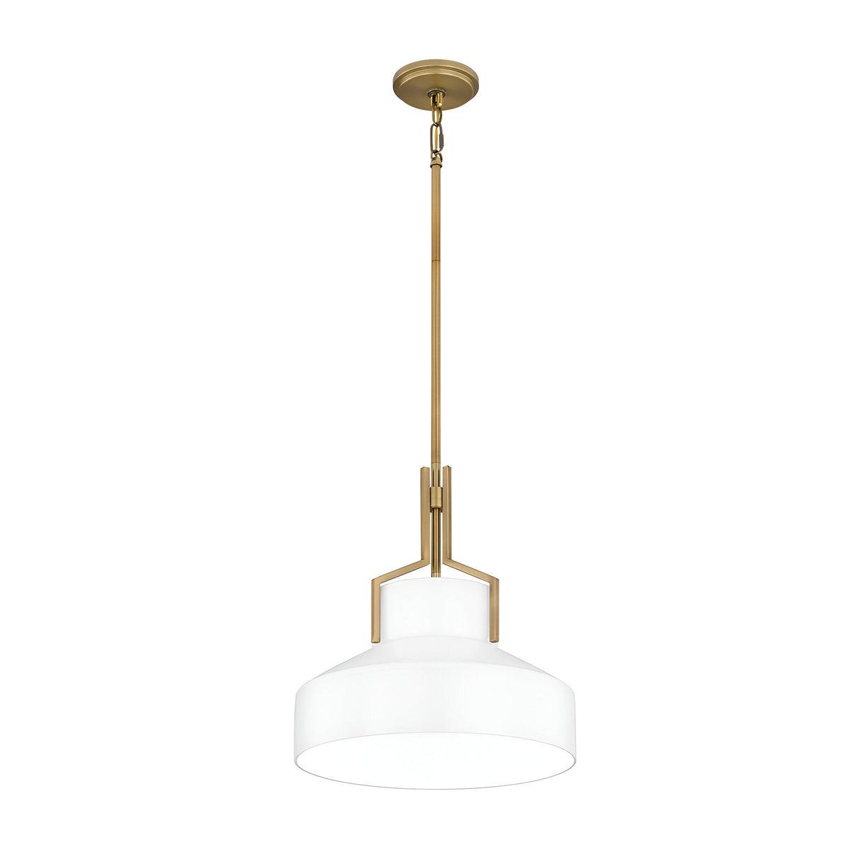 Brecken 2 Light Glass Pendant - Aged Brass And Faux Alabaster Glass Shade