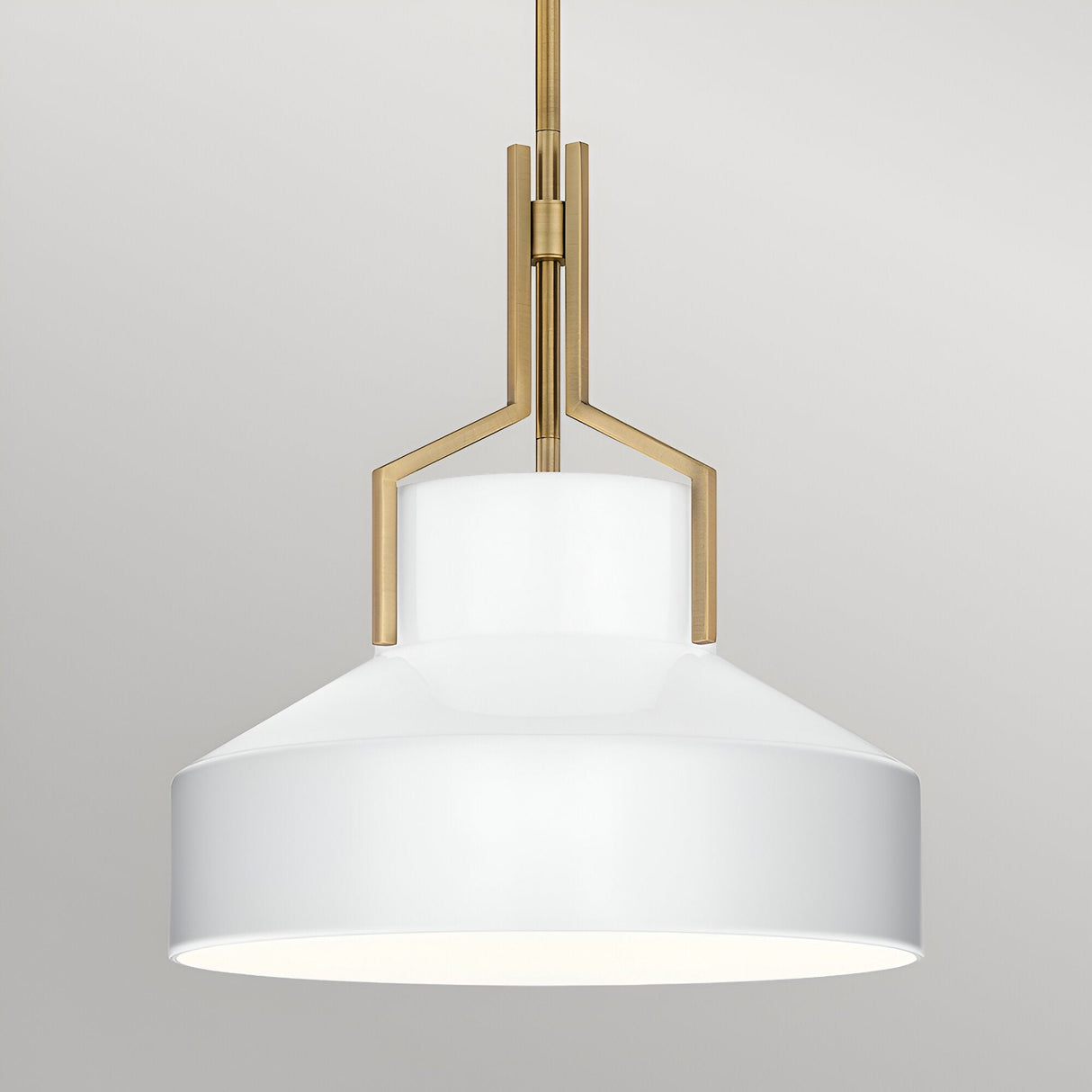 Brecken 2 Light Glass Pendant - Aged Brass And Faux Alabaster Glass Shade
