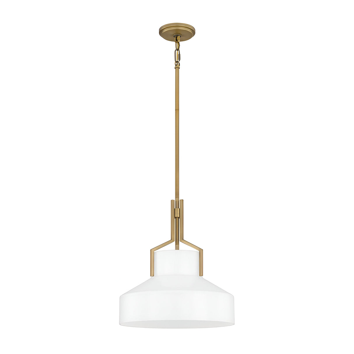 Brecken 2 Light Glass Pendant - Aged Brass And Faux Alabaster Glass Shade