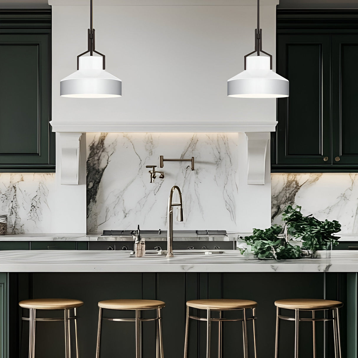 Brecken 2 Light Glass Pendant - Aged Brass And Cased Opal Glass Shade