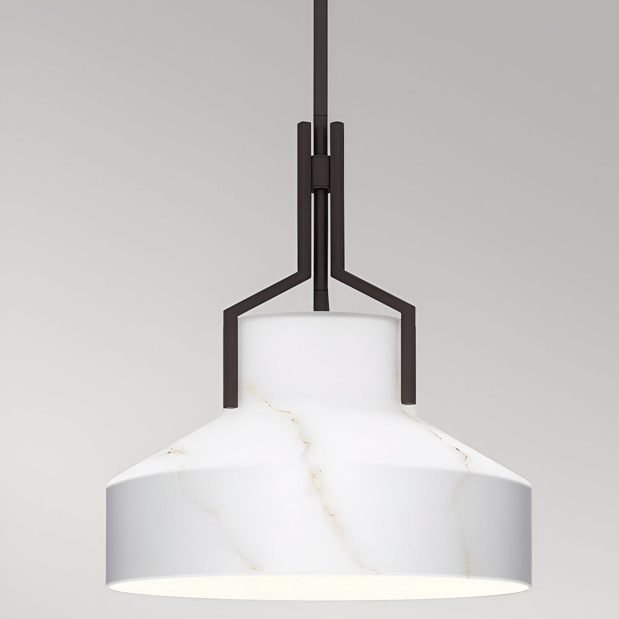 Brecken 2 Light Glass Pendant - Old Bronze And Faux Alabaster Glass Shade