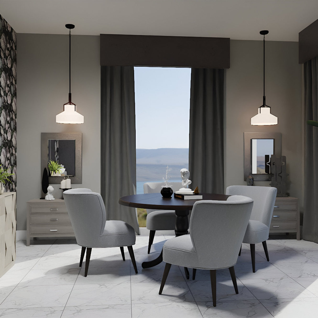 Brecken 2 Light Glass Pendant - Old Bronze And Faux Alabaster Glass Shade