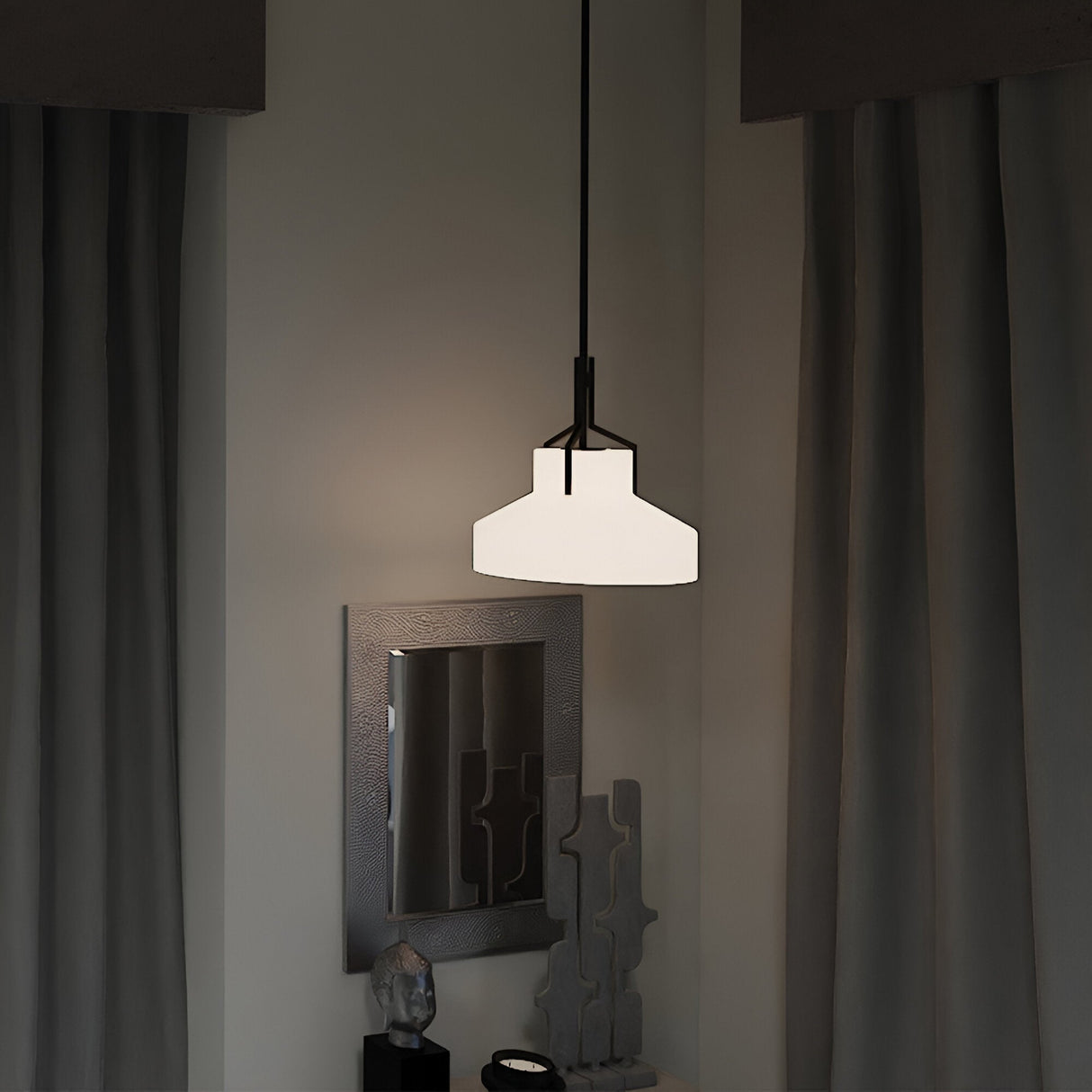 Brecken 2 Light Glass Pendant - Old Bronze And Faux Alabaster Glass Shade