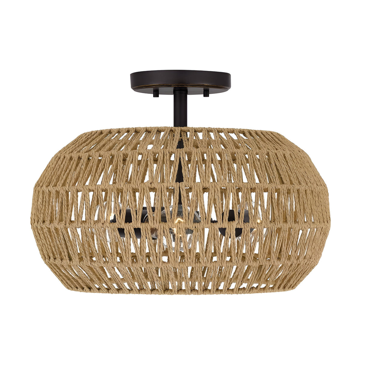 Casablanca 3 Light Semi Flush - Light Brown