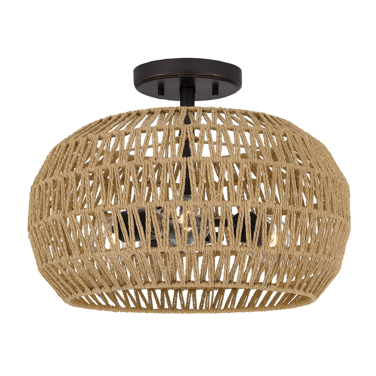 Casablanca 3 Light Semi Flush - Light Brown