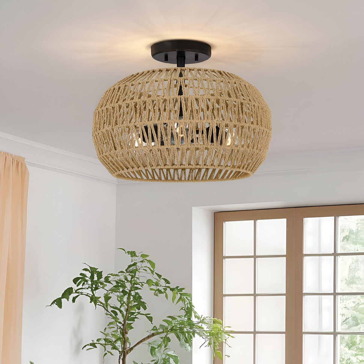 Casablanca 3 Light Semi Flush - Light Brown