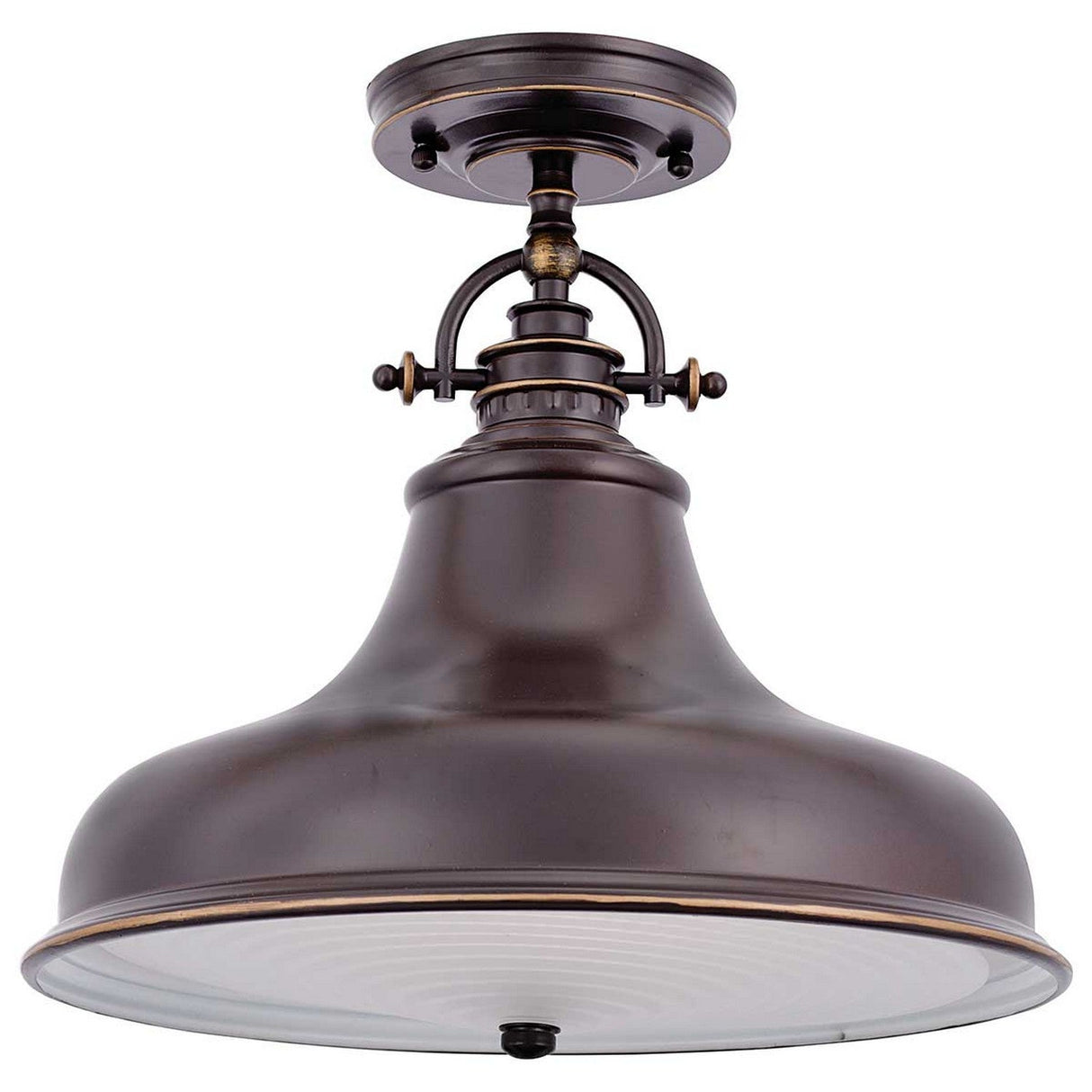The Emery 1 Light Medium Pendant in Palladian Bronze features a wide, bell-shaped shade with vintage-inspired charm. Its circular base complements the classic industrial design, offering timeless appeal enhanced by decorative metallic details.
