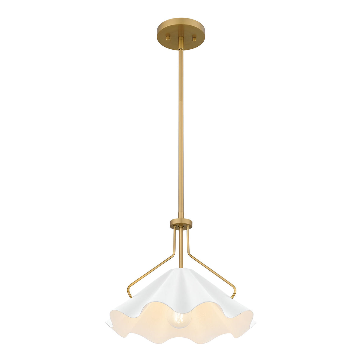 Mejia 1 Light Glass Pendant - White/Gold
