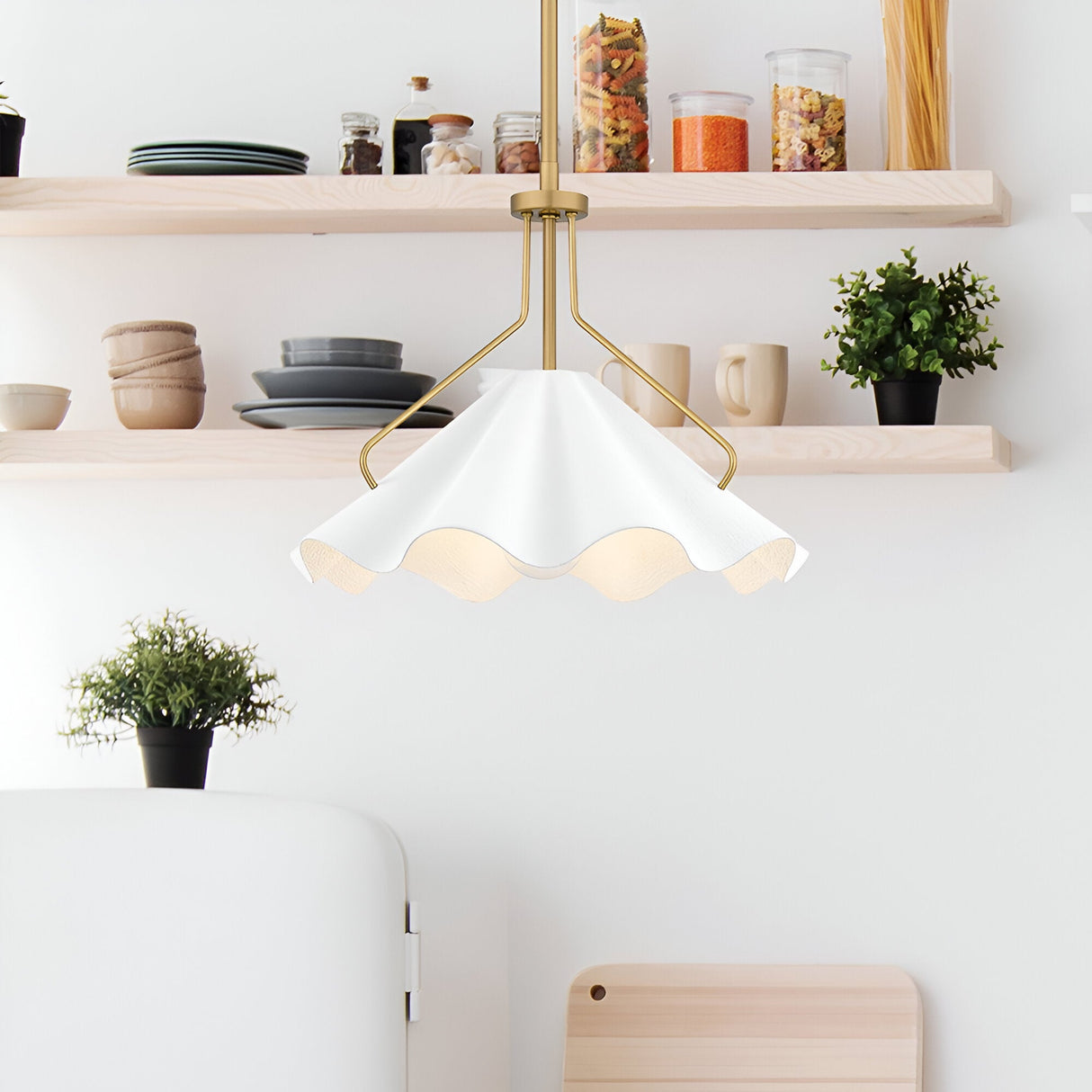 Mejia 1 Light Glass Pendant - White/Gold