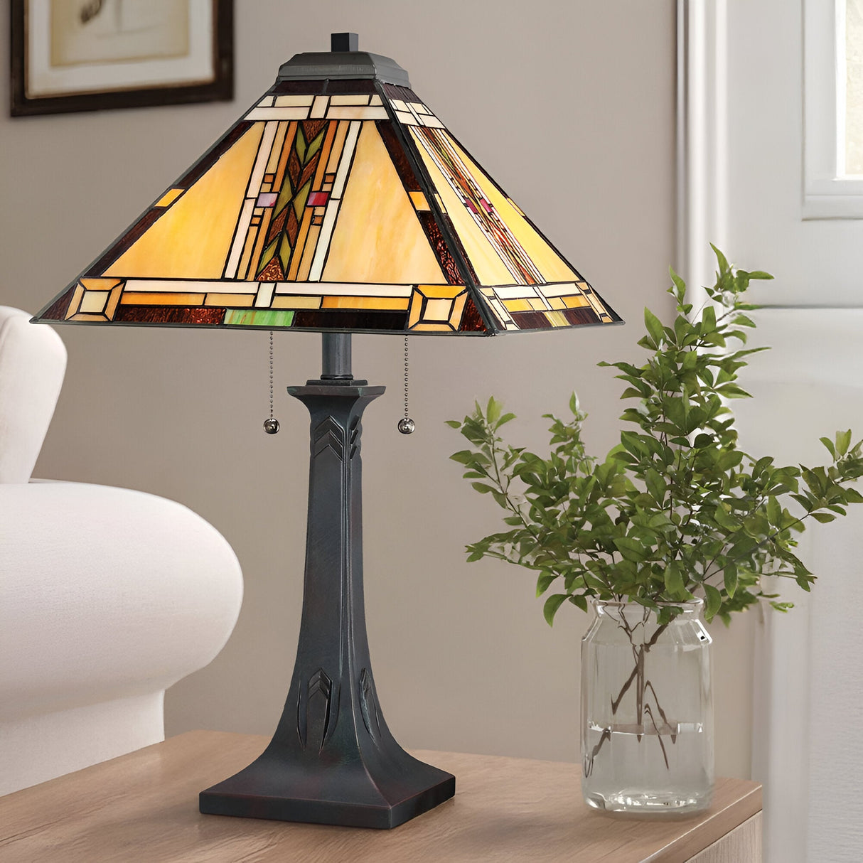 Navajo 2 Light Tiffany Styletable Lamp - Vintage Bronze