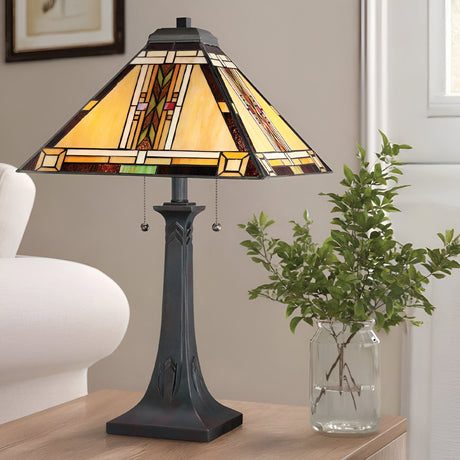 Navajo 2 Light Tiffany Styletable Lamp - Vintage Bronze