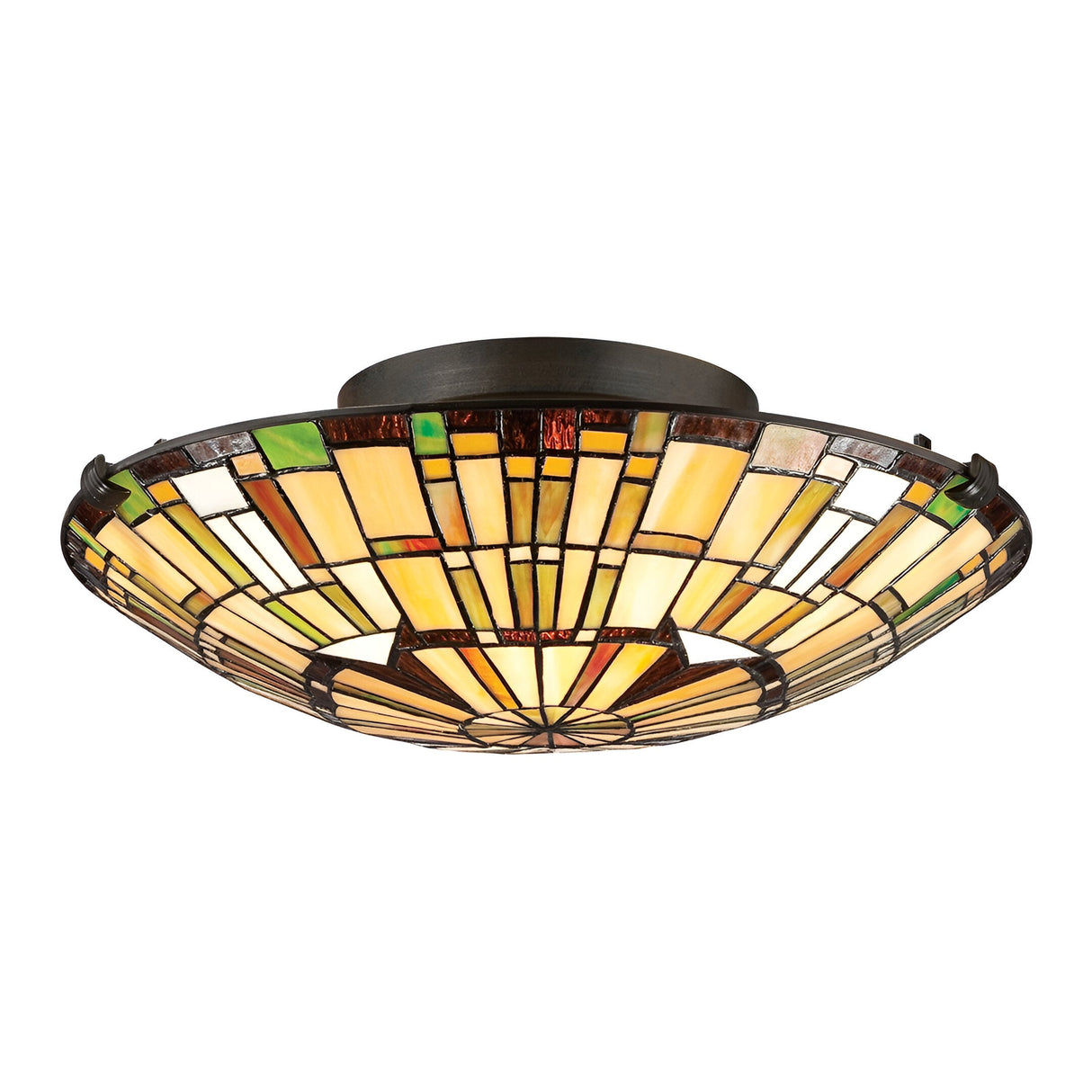 Reed 2 Light Tiffany Style Flush - Vintage Bronze