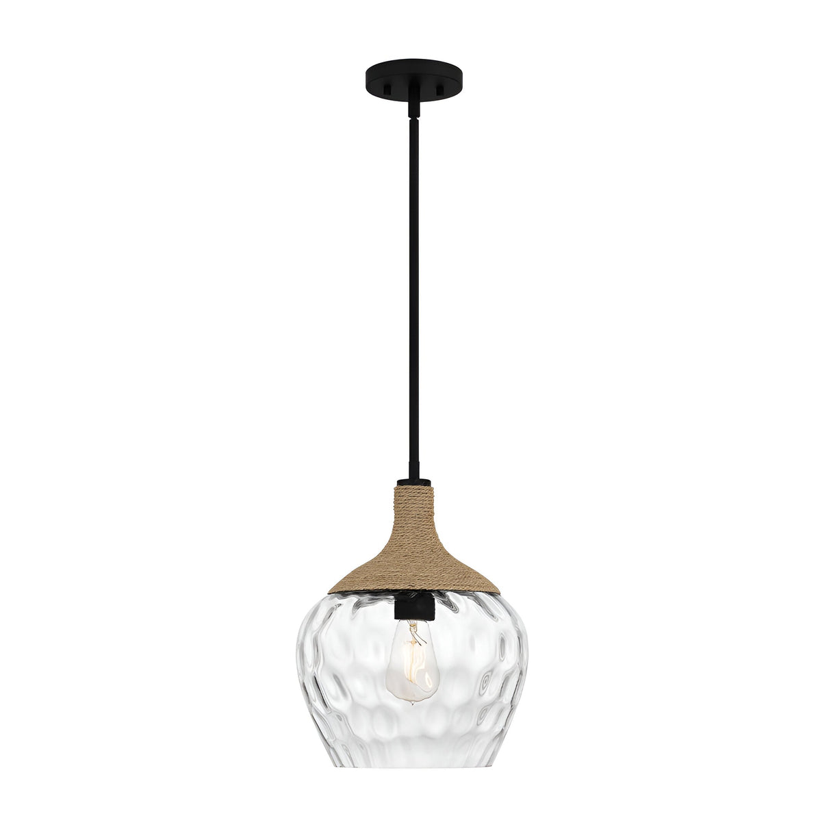 Royer 1 Light Glass Pendant - Bronze