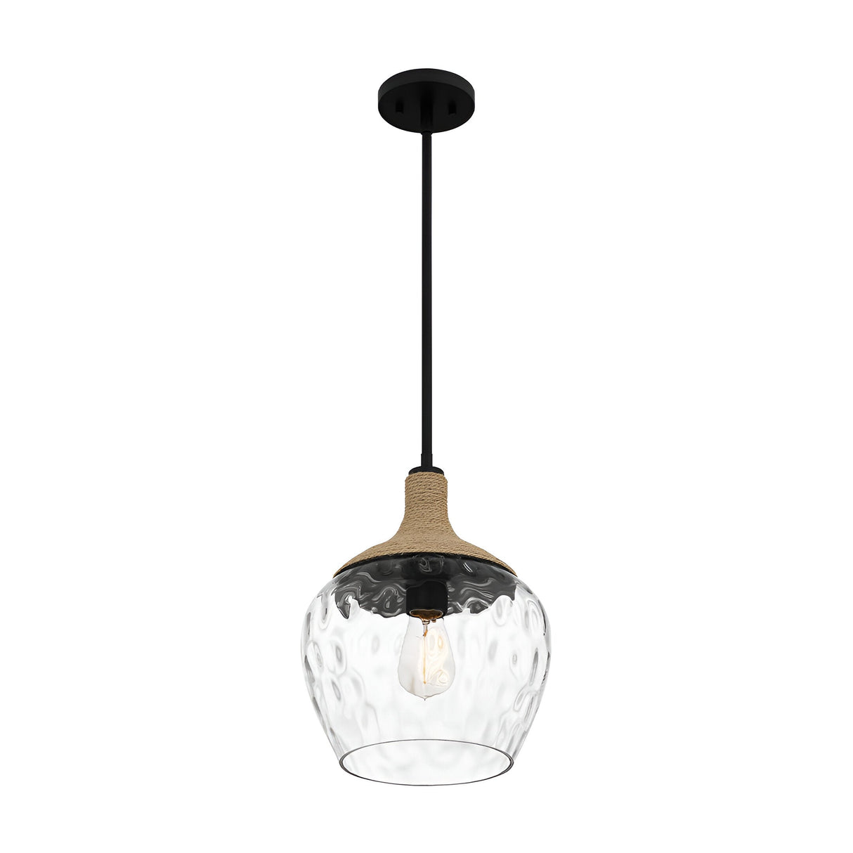 Royer 1 Light Glass Pendant - Bronze