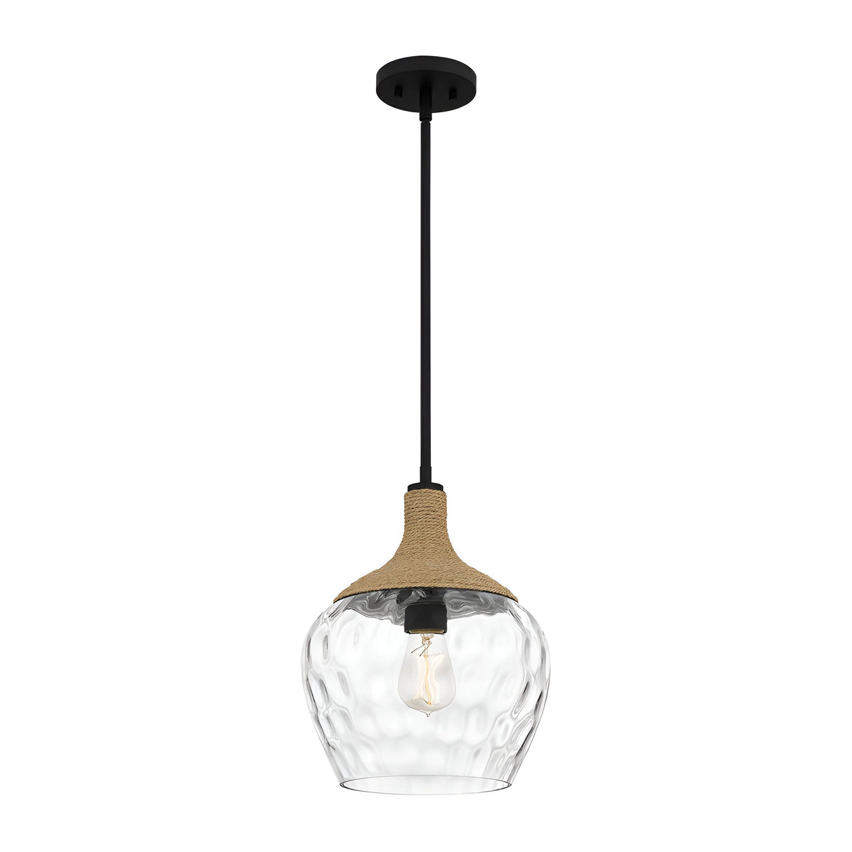 Royer 1 Light Glass Pendant - Bronze
