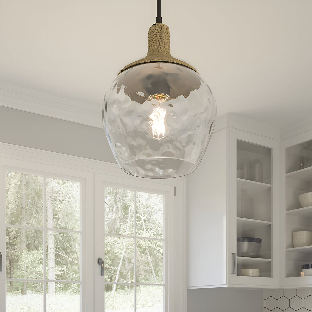 Royer 1 Light Glass Pendant - Bronze