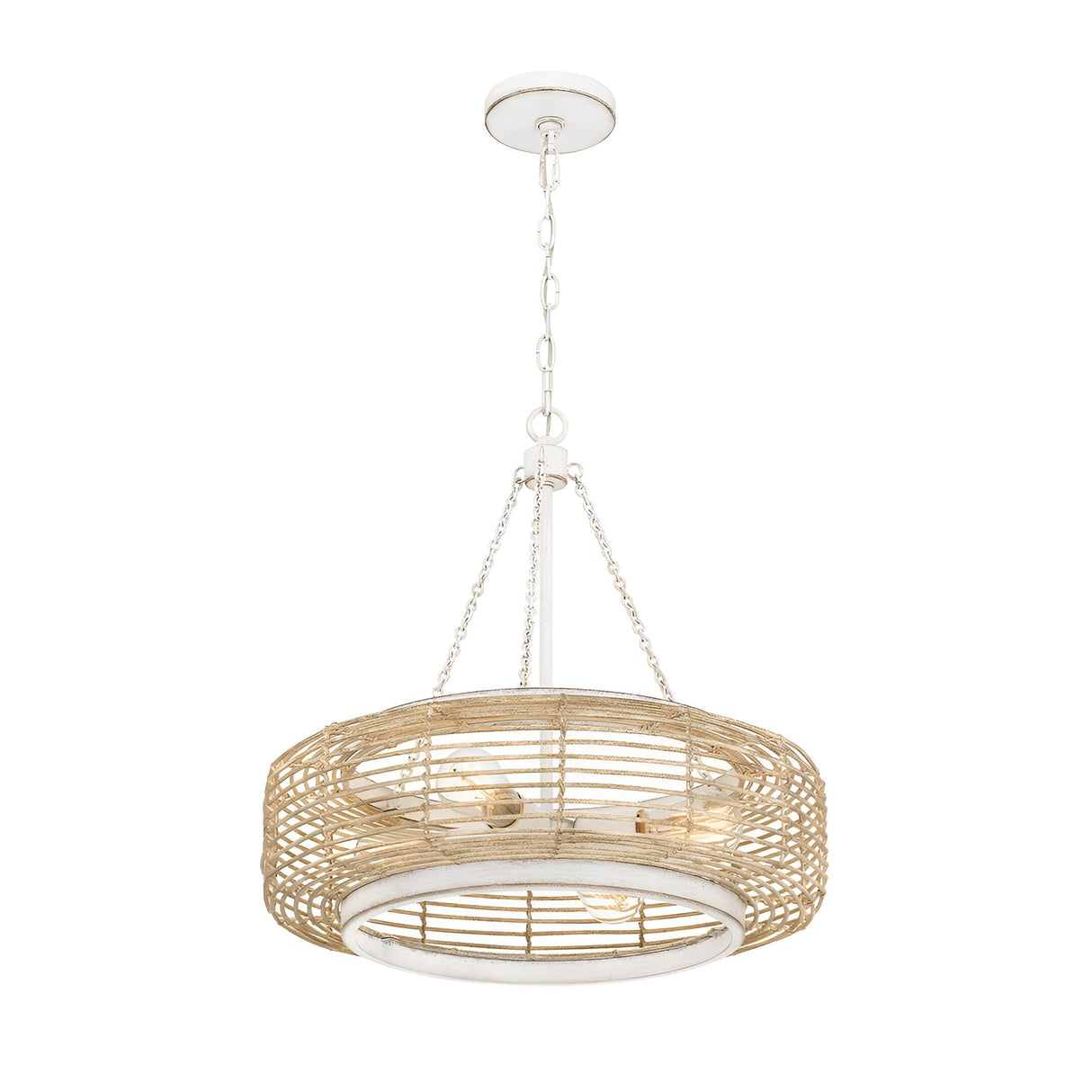 Waylon 4 Light Pendant - Light Brown/White
