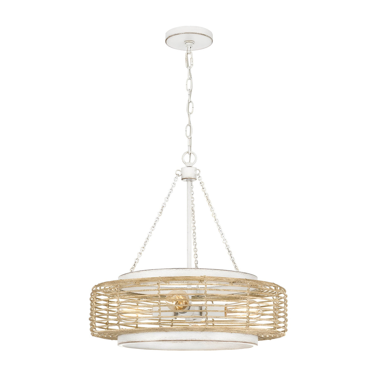 Waylon 4 Light Pendant - Light Brown/White