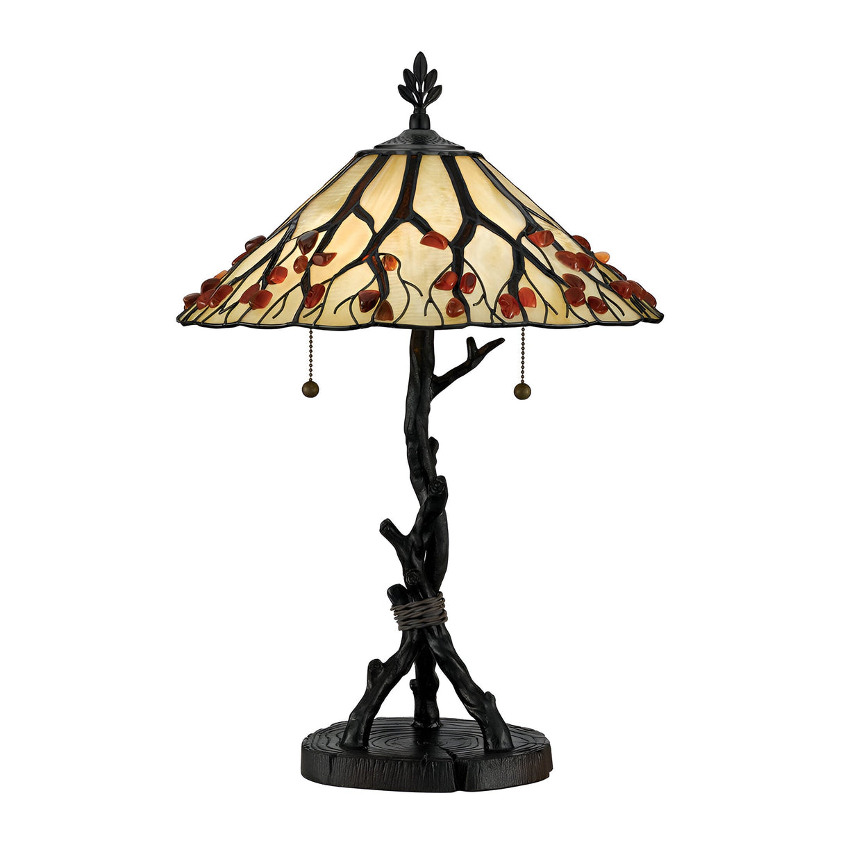 Whispering 2 Light Tiffany Style Table Lamp - Vintage Bronze