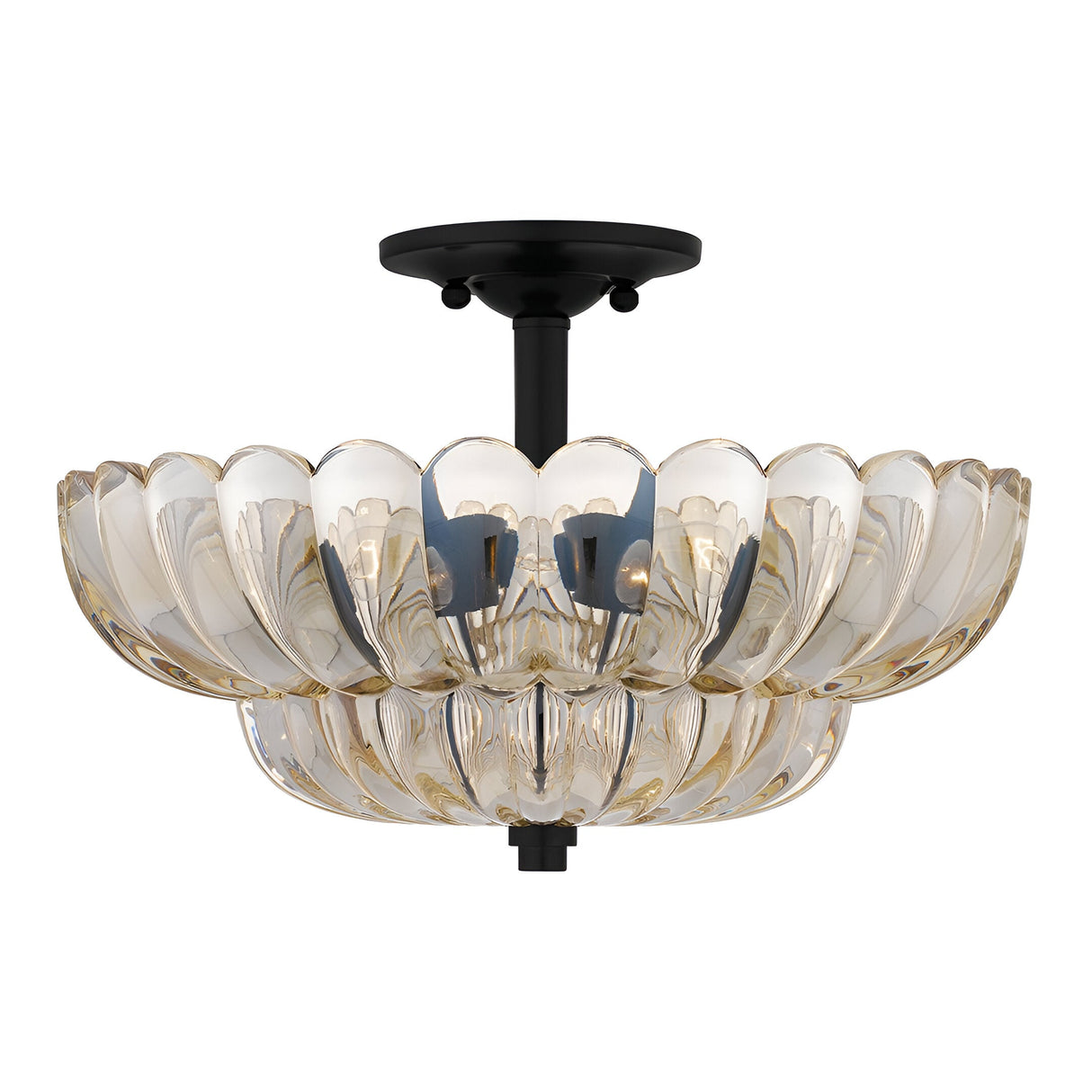 Whitecap 4 Light Glass Semi Flush - Black