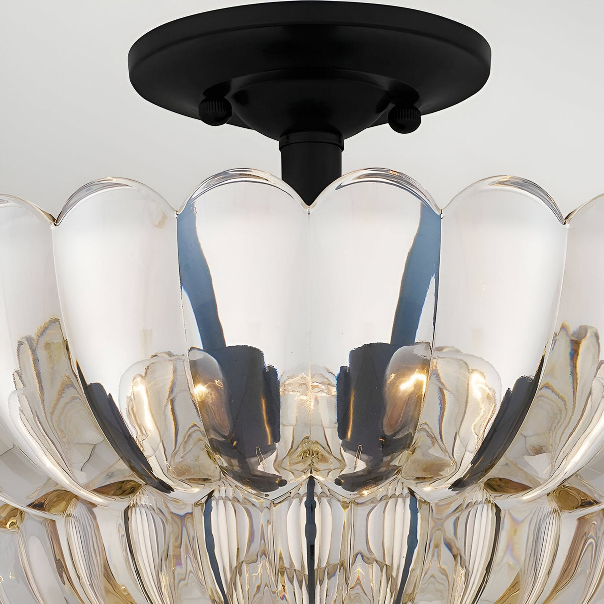 Whitecap 4 Light Glass Semi Flush - Black